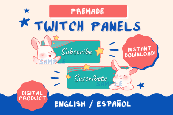 Download 24 Twitch Panels with Bunnies (Spanish and English) - Premium Resources
