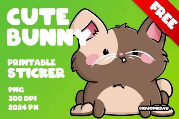 Download Cute Bunny Printable Sticker - Happy - Premium Resources
