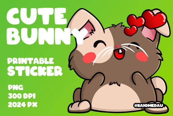 Download Cute Bunny Printable Sticker - in Love - Premium Resources